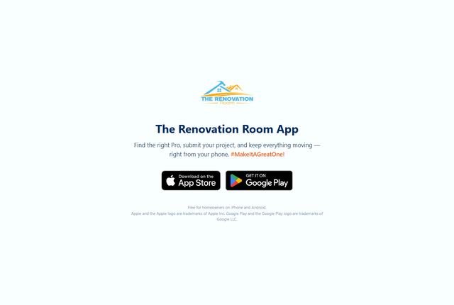The Renovation Room app download page