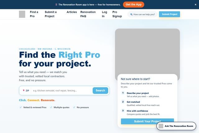 The Renovation Room marketplace homepage